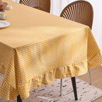 vctops Farmhouse Yellow Gingham Ruffle Table Cloth, Boho Cotton Linen Tablecloth, Washable Table Cover for Rectangle Table Baby Shower Kitchen Party Wedding Decor (Yellow,55"x86") - Image 5