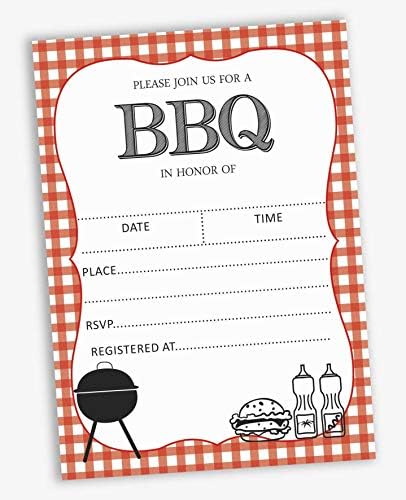 Pack of 30 Baby Shower Invites, BBQ Party Invitations, Fill in Blank Invitations with Envelopes 5 x 7 inches - Image 2