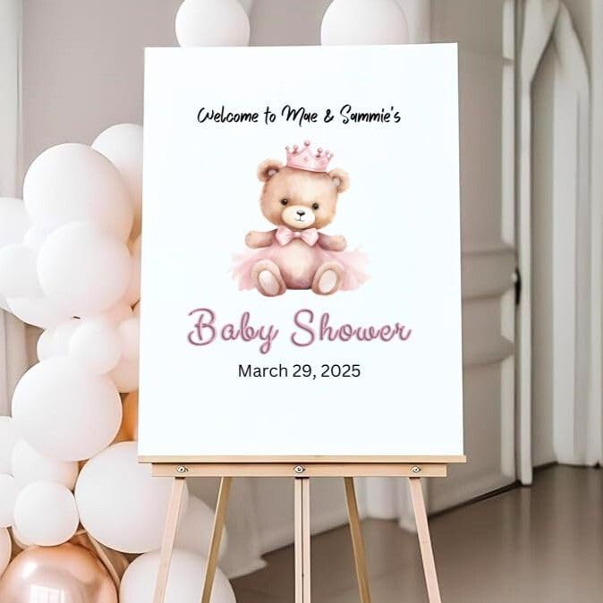 Baby Shower, Sprinkle, Gender Reveal, Bear Flying Blue Plane Guest Sign-in Board, Custom Signature Book Alternative, Personalized Keepsake Party Decor. Premium Acrylic Sign, Made in USA. - Image 6