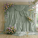 10ftx10ft Dusty Sage Backdrop Curtain for Wedding Parties, Wrinkle Free Silky Polyester 2 Panels 5x10ft Draping Fabric Photo Back Drop Cloth Drapery for Birthday Photography Background Photoshoot - Image 3