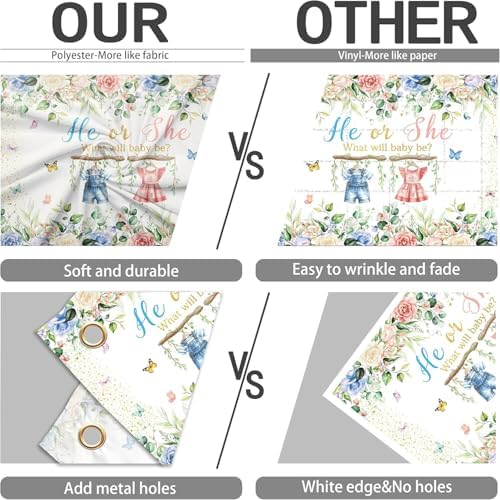 20x10 FT Gender Reveal Backdrop Blue Pink Bear Boy or Girl Background Sign Decorations Banner New Born Baby Shower Baptism Kids Birthday Party Photo Shoot Supplies (He or She) - Image 6