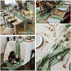 35x120 Inch Sage Green Cheesecloth Table Runner Fall Boho Wedding Decor - Image 6