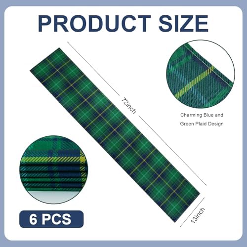 12 Pcs 72 X 13 Tartan Plaid Table Runner, Green Blue Tartan Baby Shower - Image 2