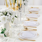 125PCS White and Gold Plastic Plates for Wedding and Party - Image 6