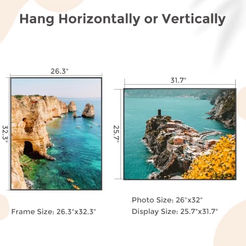 26x32 Metal Picture Frame, Aluminum Poster Frame with Real Glass, Black - Image 2