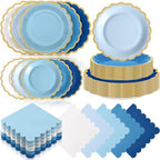 Zhehao 150 Pcs Blue Paper Plates Napkins Serves 50 by Zhehao