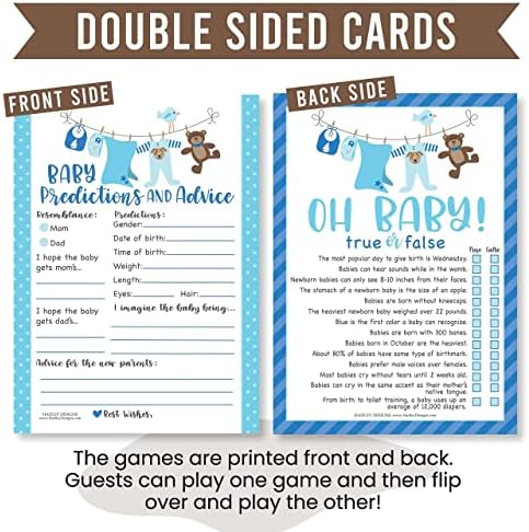 Hadley Designs - 50 Blue Baby Prediction And Advice Cards, Trivia Games, etc, 25 Baby Animal Matching, Nursery Rhyme Game - 6 Double Sided Cards - Image 6