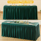 Wish Care Hunter Green Polyester Table Clothes for 4 Foot Rectangle Tables, Wrinkle Free Fitted Table Cover with Pleated Ruffle Table Skirt for Birthday Party Wedding Trade Show Event Display - Image 4