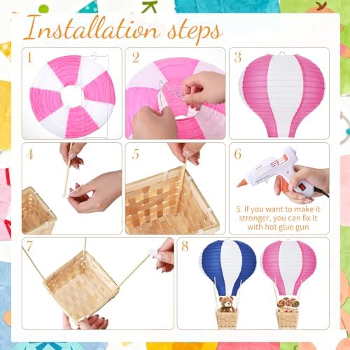 Meooeck 8 Sets Colorful Hot Air Balloon Table Centerpieces Decor - Image 3