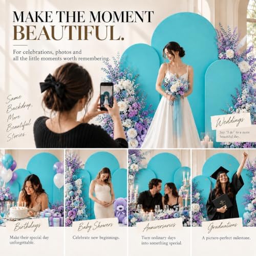Set of 3 Stretchy Wedding Arch Backdrop Covers, 7.2FT, 6.6FT & 6FT - Image 7