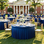 12 Pack 132inch Royal Blue Round Tablecloth, Circle Stretch Table Cloths for 6 FT Tables, Round Royal Blue Table Skirt for Wedding Birthday Photography Party Social Events Engagement Party Decor - Image 6