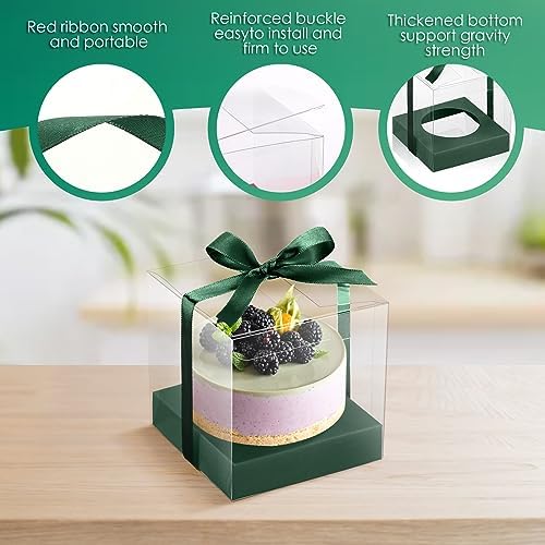 Thenshop 50 Pcs Clear Cupcake Boxes Individual 3.5 Inch, Green - Image 3