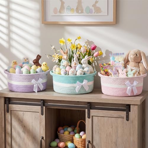 Colingmill 3 Pack Small Empty Gift Baskets, Pastel - Image 6