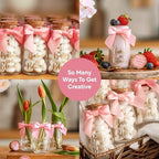 Ethisa Vintage 24 Pack Baby in Bloom Milk Glass Bottles with Ribbons and Stickers - Classy Baby Shower Favors for Guests and Table Centerpieces - Dusty Pink Floral Decorations and Candy Jar Keepsakes - Image 4