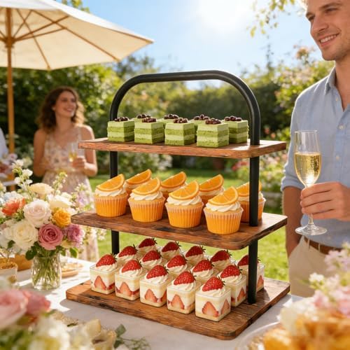 Cupcake Stand, 2 Pack Large 3 Tier Wood Cupcake Tower, Holds 50 Cupcakes - Image 2