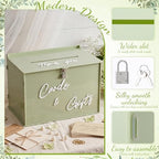 BreezeHug 14" Sage Green Acrylic Wedding Card Box with Lock & 3D Letters - Image 4