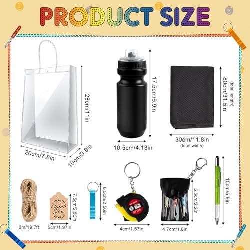 Denylo pro 48 Pcs Baby Shower Prizes for Men with Kettle Ruler Pen Cooling Towel Tool Kit Bottle Opener Cardboard Hemp Rope Plastic Bag for Baby Shower Game Winners Men Bachelor Party - Image 2