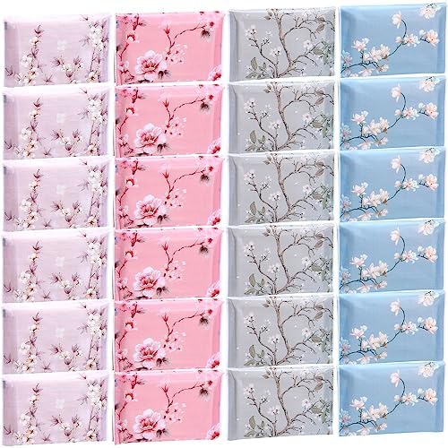 PerKoop 100 Pack Pocket Tissues Travel Slim Packs Small Facial Tissues Wallet Size Toilet Paper for Travel Guest Wedding Supplies, 4 Styles(Colorful Flowers) by PerKoop