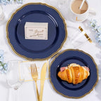 Hioasis 350 Pcs Blue and Gold Plastic Plates for Wedding & Party - Image 7