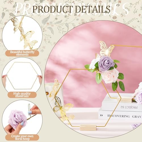 Vercraft 12 Set Butterfly Hoop Centerpieces,White, Purple, Pink,Hexagon - Image 3