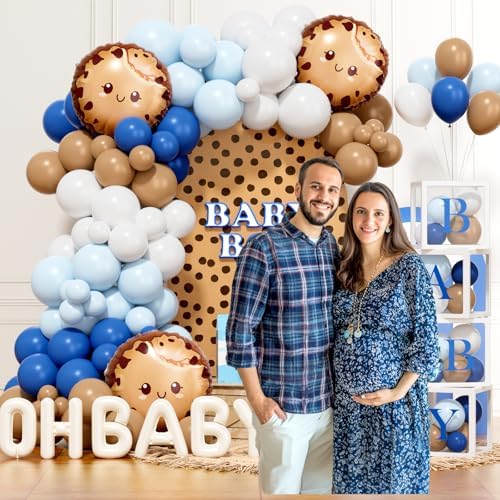 Costova Milk and Cookies Baby Shower Decorations, 123 PCs Cookie Baby Shower Party Supplies with A Sweet Little Cookie Is on the Way Backdrop, Balloon Garland, Cake Topper, Boxes - Image 5