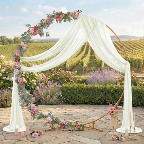 Pack of 1 Wedding Arch Drape Panel Fabric 30" x 40ft - Ivory - Image 3