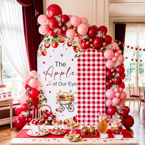 Tegeme 2 Pcs 7.2ft & 6ft The Apple of Our Eye Arch Backdrop Cover - Image 5