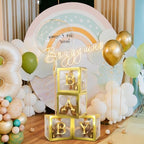 Thyle 12 Pcs Baby Balloon Boxes with 99 Letters for Baby Shower, Gold - Image 4