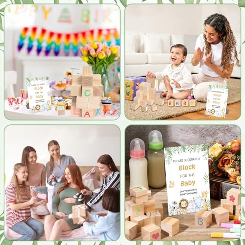 Fennoral 67 PCS Fun Baby Shower Games Sign Kit DIY Coloring Blocks - Image 6
