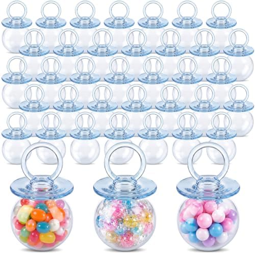 Nuenen 36 Pcs Baby Shower Favors, Mini Pacifier Candy Bottles 3.15", Blue by Nuenen