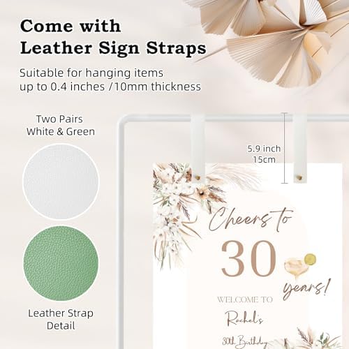 Wedding Sign Holder, Adjustable Welcome to Our Wedding Sign Stand W/Design Bundle & Leather Sign Hanging Straps, Heavy Duty Easel Stand for Sign, Wedding Seating Chart Stand, Easel for Display (White) - Image 4