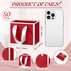 Yeaqee 50 Pcs Mini Metallic Paper Gift Bags with Handle, Red White - Image 2
