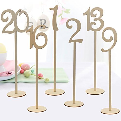 20pcs 1-20 Wooden Table Numbers with Holder Base for Wedding or Home Decoration (Wood Color) - Image 4