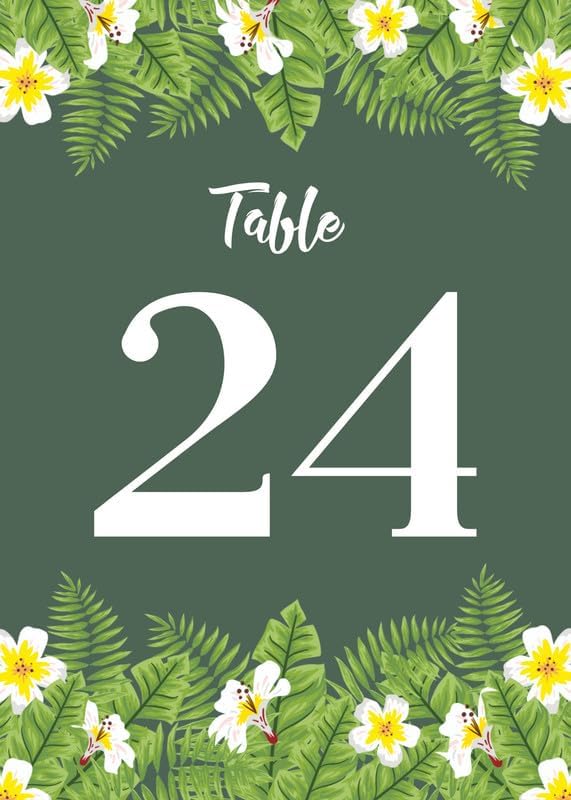 Tropical Flower Wedding Table Number Cardss 1-100 Double Sided For Reception Event Party Baby Shower Birthday 4x6 by Unknown