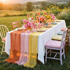 6 Pcs Orange Yellow Pink Cheesecloth Table Runner 118" - Image 3