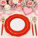 WDF 60pcs Red Plastic Plates with Gold Rim - 10.25inch Red Dinner Plates Disposable Plates for Mother's Day Wedding Party Birthday/Summer Party - Image 7