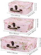 HOMSFOU Paperboard Suitcase Box Set of 3 Floral Print Decorative Storage Boxes with Handles Cardboard Gift Box for Flower Storage Wedding Birthday Baby Shower Party - Image 7