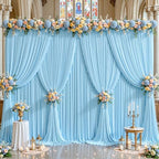 10ft x 10ft Baby Blue Backdrop Curtains Wrinkle Free Polyester Drapes - Image 7