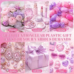 Sweetude 48 Pack Purple and Pink Sleepover Gift Bags Sleepover Spa Party Favors Reusable Goodie Bags with Handles PVC Clear Candy Bag for Pink Birthday Party Supplies Bridal Wedding Bridesmaid Gifts - Image 2