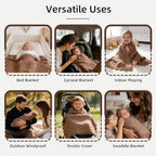 LifeTree Knit Baby Blanket & Hat, 100% Cotton Soft Swaddle & Receiving Blanket for Toddler, Lightweight & Breathable Newborn Blanket Unisex for Crib, Stroller, 31X40 Inches, Shower Registry Gift,Brown - Image 6