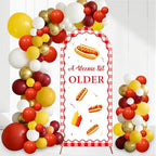 ZestZing Hot Dog Birthday Party Decorations Arch Backdrop Covers and Balloon Garland Arch Kit, A Weenie Bit Older BBQ Cookout Theme Photography Background for Women Girls Birthday Party Decor Supplies by ZestZing