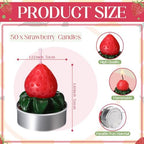 MTLEE 50 Sets Strawberry Candles Baby Shower Favors with Bags and Cards - Image 2