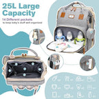 JSTPRO Diaper Bag Backpack with Changing Station, 25L Capacity, Grey - Image 2