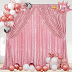 Blush Pink Sequin Backdrop 2 Pcs 5FTx10FT Glitter Party Backdrop Curtain Wedding Ceremony Birthday Backdrop Background Decoration - Image 4