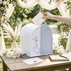 Wenqik Arched Acrylic Wedding Card Box with Blue Writable Standee - Image 3