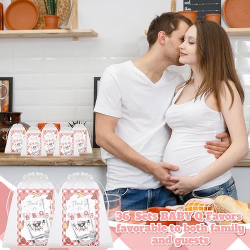 36 Sets BBQ Baby Shower Shot Glasses It's A Baby Q Acrylic Shot Glasses Bulk with Thank You Cards Bags Gender Reveal Barbecue Themed Gift for Guests BBQ Picnic Barbecue Birthday Party Decor - Image 6