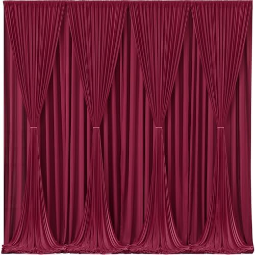 Burgundy Backdrop Curtains - 8 Panel Wrinkle-Free Polyester Photography Drapes for Baby Shower & Birthday Party - 32 X 10FT - Image 2