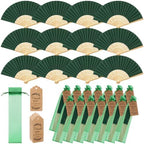 Roowest 50 Pack Paper Folding Fans Bamboo Wedding Favors, Dark Green by Roowest