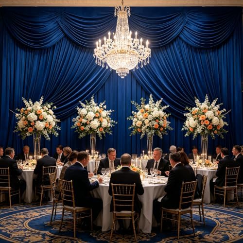 30ft x 10ft Navy Blue Backdrop Curtains, Wrinkle-Free Fabric Photo Background for Graduation Ceremony Corporate Events Wedding Black Tie Photography Studio Display Decorations - Image 2
