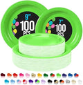 Party Solids Exquisite Lime Green Mixed Paper Plates - 7" & 9", 200 Pack (100 each), 350 GSM by PartySolids